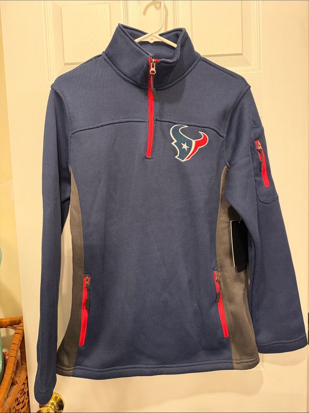 NFL Houston Texans Quarter-Zip Pullover Jacket - Blue/Gray.  NWT.  Size Small